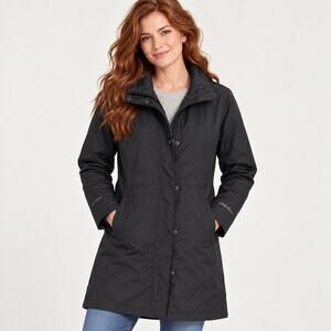 Eddie Bauer  women’s tall weatheredge rain coat zip and button up with pockets